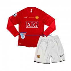 Manchester United dla Dzieci Champion League 2007 Retro Koszulka Domowy Długie Rękawy