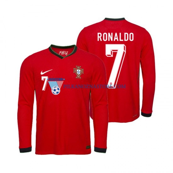 Portugalia Ronaldo 7 Koszulka Męska Domowy Euro 2024 Długie Rękawy