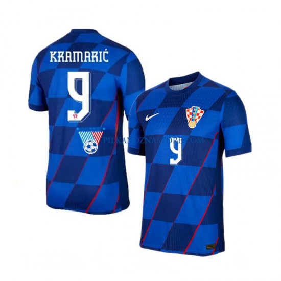 Chorwacja Andrej Kramaric 9 Koszulka Męska Wyjazdowy Euro 2024 Krótkie Rękawy