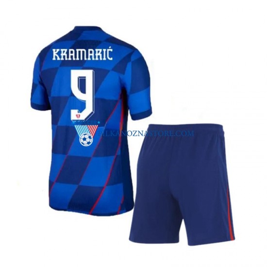 Chorwacja dla Dzieci Andrej Kramaric 9 Koszulka Wyjazdowy Euro 2024 Krótkie Rękawy