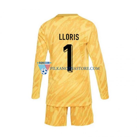 Strój Bramkarski Francja dla Dzieci Hugo Lloris 1 Koszulka Domowy Euro 2024 Długie Rękawy