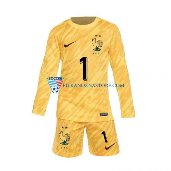 Strój Bramkarski Francja dla Dzieci Hugo Lloris 1 Koszulka Domowy Euro 2024 Długie Rękawy