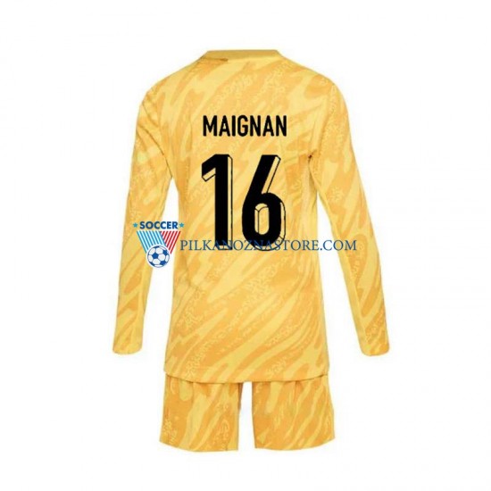 Strój Bramkarski Francja dla Dzieci Mike Maignan 16 Koszulka Domowy Euro 2024 Długie Rękawy
