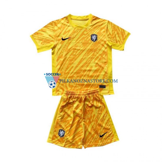 Strój Bramkarski Holandia dla Dzieci Koszulka Wyjazdowy Euro 2024 Krótkie Rękawy