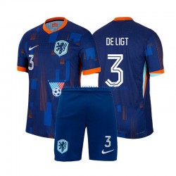 Holandia dla Dzieci Matthijs de Ligt 3 Koszulka Wyjazdowy Euro 2024 Krótkie Rękawy