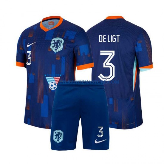 Holandia dla Dzieci Matthijs de Ligt 3 Koszulka Wyjazdowy Euro 2024 Krótkie Rękawy