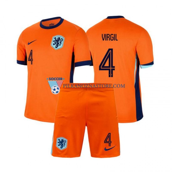 Holandia dla Dzieci Virgil van Dijk 4 Koszulka Domowy Euro 2024 Krótkie Rękawy