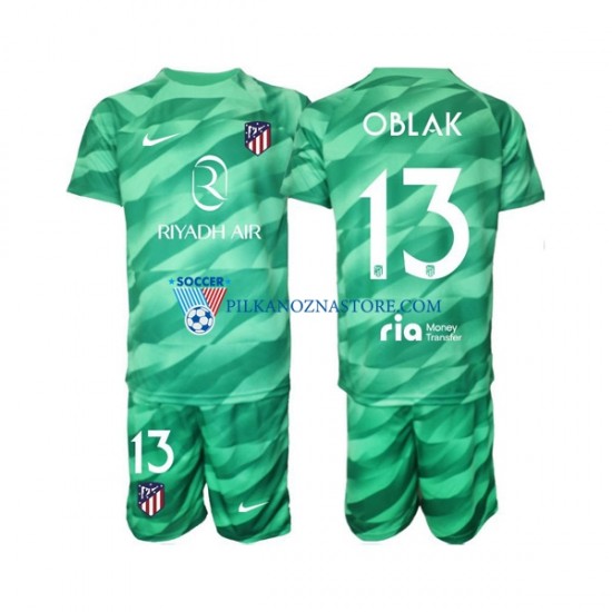 Strój Bramkarski Atlético Madryt dla Dzieci Jan Oblak 13 Green color Koszulka Wyjazdowy 2023-2024 Krótkie Rękawy