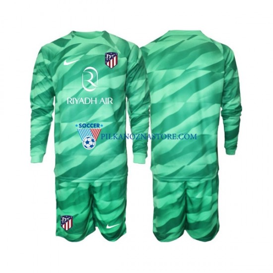 Strój Bramkarski Atlético Madryt dla Dzieci Green color Koszulka Wyjazdowy 2023-2024 Długie Rękawy