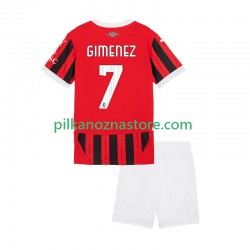 AC Milan dla Dzieci Santiago Gimenez 7 Koszulka Domowy 2024-2025 Krótkie Rękawy