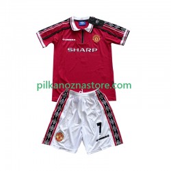 Manchester United dla Dzieci Beckham 7 Retro Koszulka Domowy 1998 1999 Krótkie Rękawy