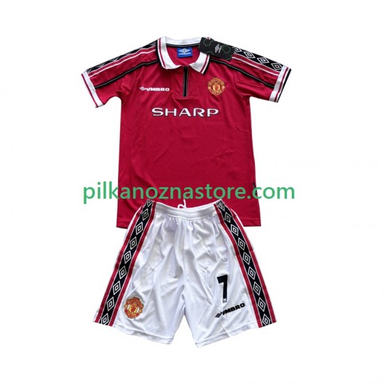 Manchester United dla Dzieci Beckham 7 Retro Koszulka Domowy 1998 1999 Krótkie Rękawy