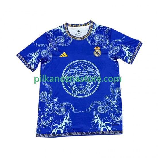 Real Madryt Versace Blue Edition Koszulka Męska Domowy 2024-2025 Krótkie Rękawy