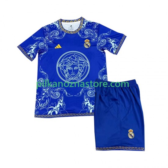 Real Madryt dla Dzieci Versace Blue Edition Koszulka Domowy 2024-2025 Krótkie Rękawy