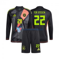 Strój Bramkarski Niemcy dla Dzieci Ter Stegen 22 Koszulka Domowy Euro 2024 Długie Rękawy
