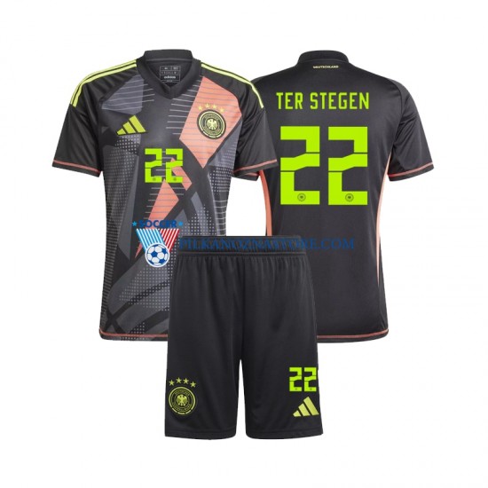 Strój Bramkarski Niemcy dla Dzieci Ter Stegen 22 Koszulka Domowy Euro 2024 Krótkie Rękawy