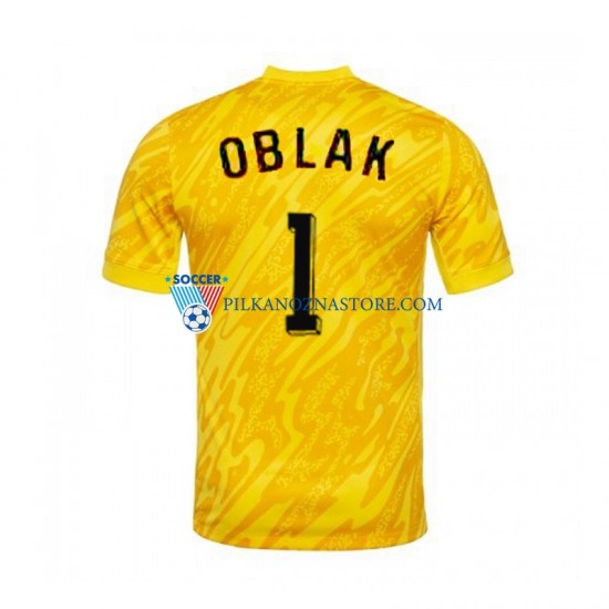 Strój Bramkarski Słowenia Jan Oblak 1 Koszulka Męska Domowy Euro 2024 Krótkie Rękawy