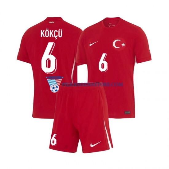 Turcja dla Dzieci Orkun Kokcu 6 Koszulka Wyjazdowy Euro 2024 Krótkie Rękawy