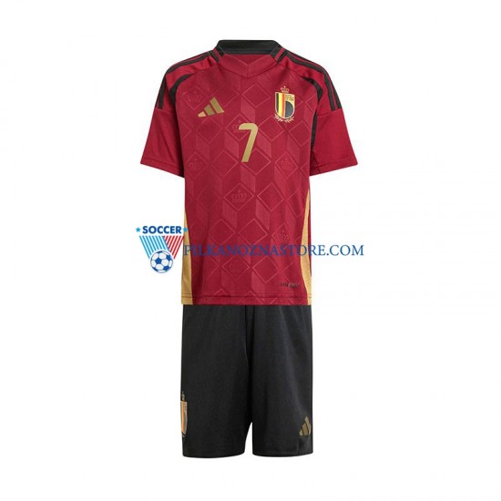 Belgia dla Dzieci De Bruyne 7 Koszulka Domowy Euro 2024 Krótkie Rękawy