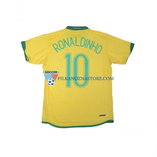 Brazylia RONALDINHO 10 Retro Koszulka Męska Domowy 2006 Krótkie Rękawy
