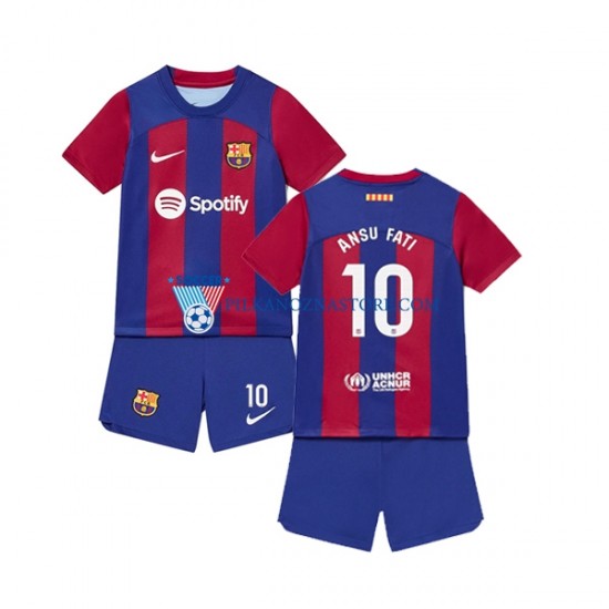 FC Barcelona dla Dzieci Ansu Fati 10 Koszulka Domowy 2023-2024 Krótkie Rękawy