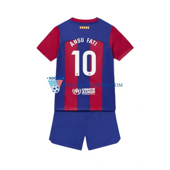 FC Barcelona dla Dzieci Ansu Fati 10 Koszulka Domowy 2023-2024 Krótkie Rękawy
