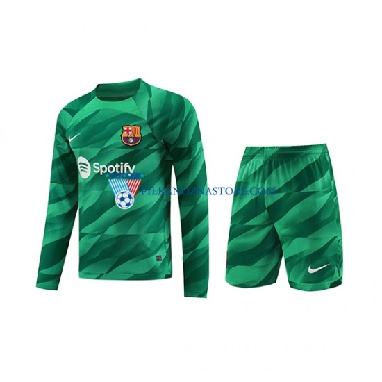 Strój Bramkarski FC Barcelona dla Dzieci Koszulka Domowy 2023-2024 Długie Rękawy