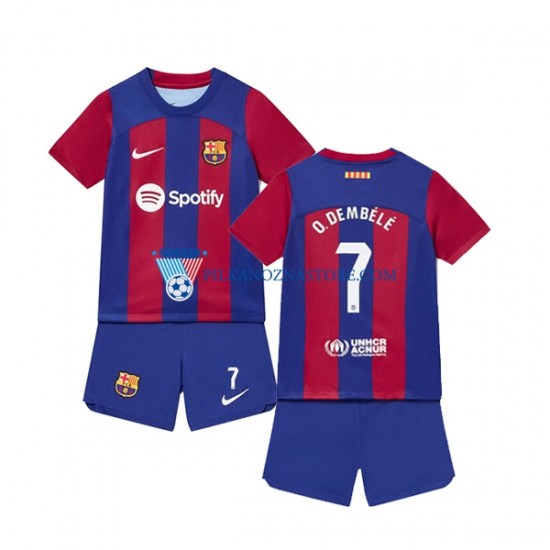 FC Barcelona dla Dzieci Ousmane Dembele 7 Koszulka Domowy 2023-2024 Krótkie Rękawy