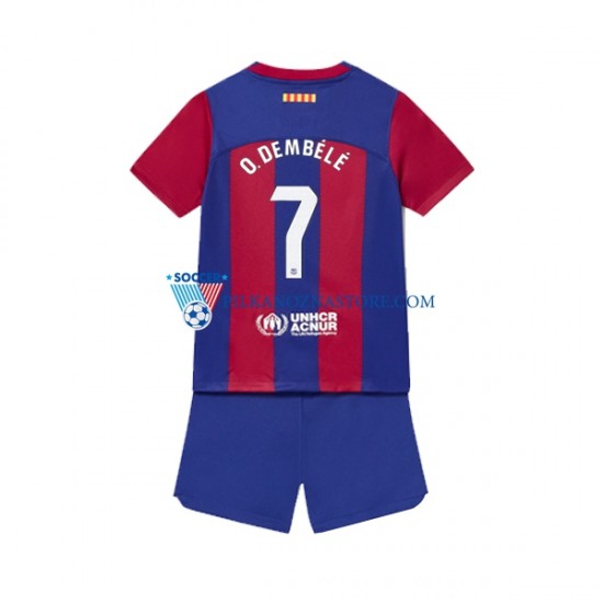 FC Barcelona dla Dzieci Ousmane Dembele 7 Koszulka Domowy 2023-2024 Krótkie Rękawy
