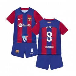 FC Barcelona dla Dzieci Pedri 8 Koszulka Domowy 2023-2024 Krótkie Rękawy