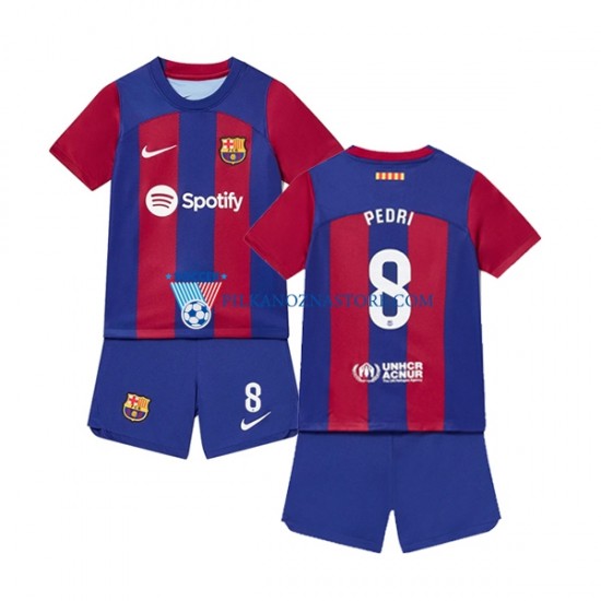 FC Barcelona dla Dzieci Pedri 8 Koszulka Domowy 2023-2024 Krótkie Rękawy