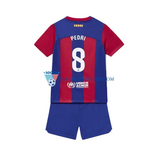 FC Barcelona dla Dzieci Pedri 8 Koszulka Domowy 2023-2024 Krótkie Rękawy
