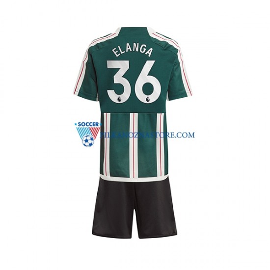 Manchester United dla Dzieci Anthony Elanga 36 Koszulka Wyjazdowy 2023-2024 Krótkie Rękawy