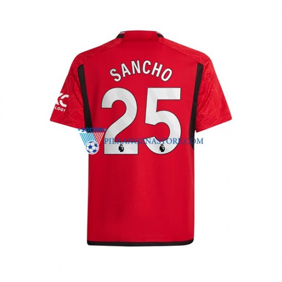Manchester United Sancho 25 Koszulka Męska Domowy 2023-2024 Krótkie Rękawy