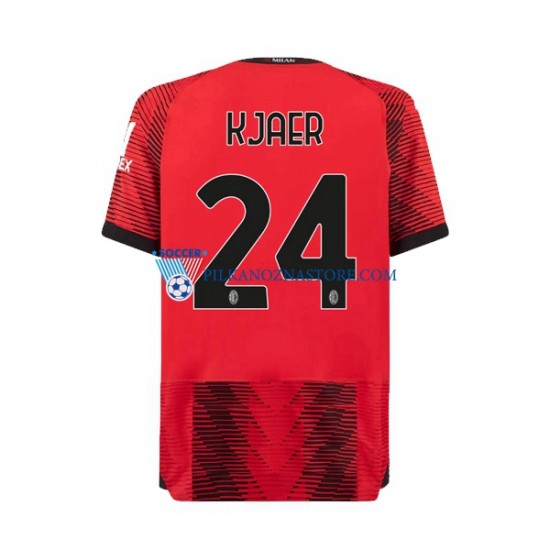 AC Milan Simon Kjaer 24 Koszulka Męska Domowy 2023-2024 Krótkie Rękawy