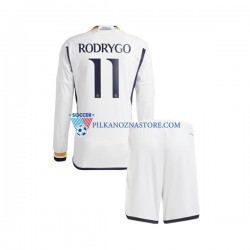 Real Madryt dla Dzieci Rodrygo Goes 11 Koszulka Domowy 2023-2024 Długie Rękawy