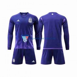 Argentyna dla Dzieci 3 Stars Koszulka Wyjazdowy MŚ 2022 Długie Rękawy