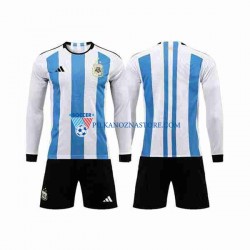Argentyna dla Dzieci 3 Stars Koszulka Domowy MŚ 2022 Długie Rękawy