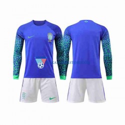 Brazylia dla Dzieci Koszulka Wyjazdowy MŚ 2022 Długie Rękawy