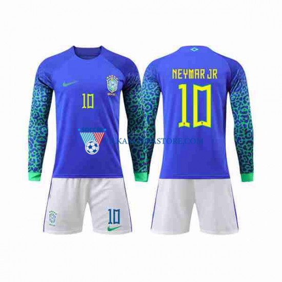 Brazylia dla Dzieci Neymar Jr 10 Koszulka Wyjazdowy MŚ 2022 Długie Rękawy