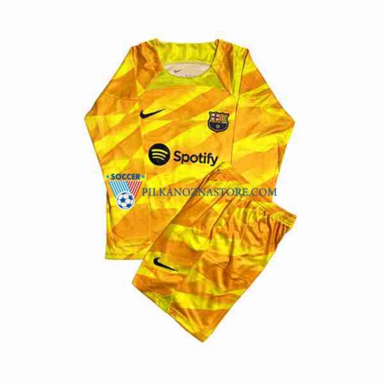 Strój Bramkarski FC Barcelona dla Dzieci Ter Stegen 1 Koszulka Czwarty 2023-2024 Długie Rękawy