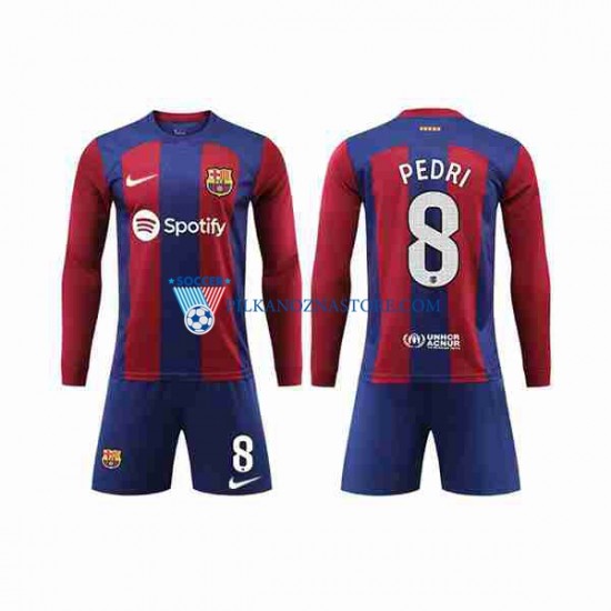 FC Barcelona dla Dzieci Pedri 8 Koszulka Domowy 2023-2024 Długie Rękawy