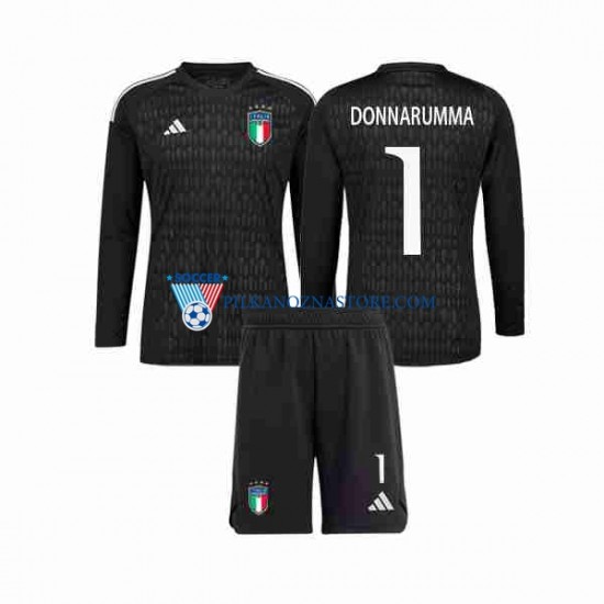 Strój Bramkarski Włochy dla Dzieci Donnarumma 1 Koszulka Wyjazdowy 2023 Długie Rękawy