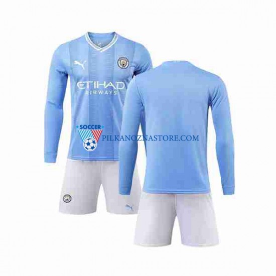 Manchester City dla Dzieci Koszulka Domowy 2023-2024 Długie Rękawy