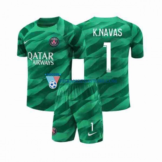 Strój Bramkarski Paris Saint-Germain dla Dzieci K.NAVAS 1 Koszulka Domowy 2023-2024 Krótkie Rękawy