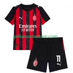 AC Milan dla Dzieci Christian Pulisic 11 Koszulka Domowy 2025-2026 Krótkie Rękawy