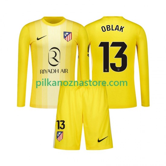 Strój Bramkarski Atlético Madryt dla Dzieci Jan Oblak 13 Koszulka Domowy 2025-2026 Długie Rękawy