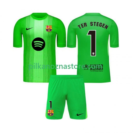 Strój Bramkarski FC Barcelona dla Dzieci Ter Stegen 1 Koszulka Domowy 2025-2026 Krótkie Rękawy
