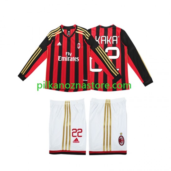 AC Milan dla Dzieci Kaka 22 2013 2014 Retro Koszulka Domowy Długie Rękawy