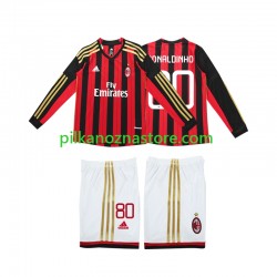 AC Milan dla Dzieci RONALDINHO 80 2013 2014 Retro Koszulka Domowy Długie Rękawy